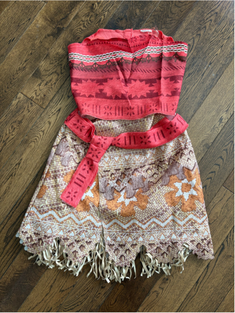 Disney Girls Moana Costume Size 7/8 Red Beige